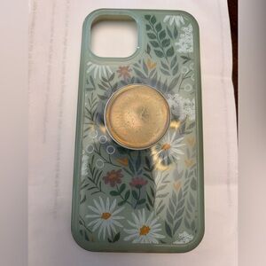 Floral Green IPhone13 Case with Gold Accent